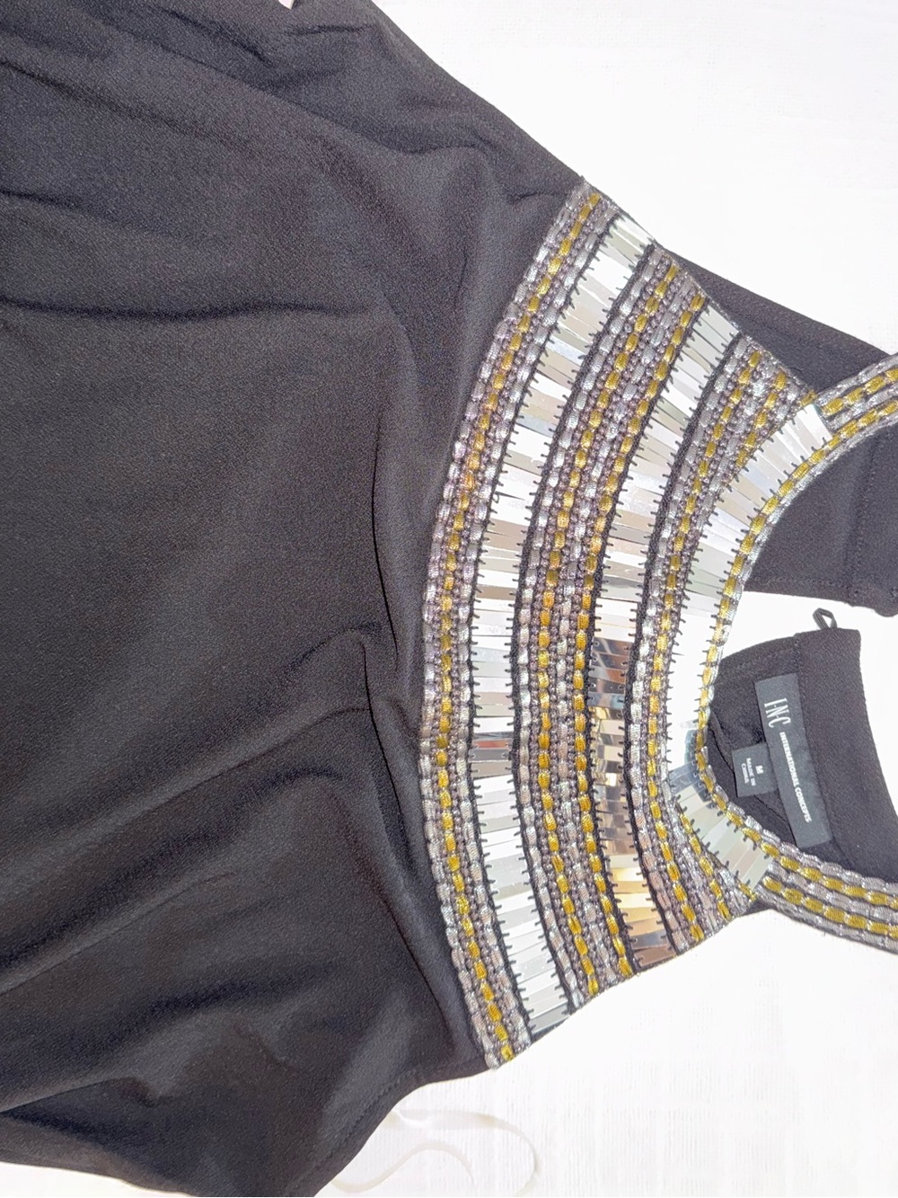 H&M Black Sleeveless Camisole with Gold & Silver Bead Trim